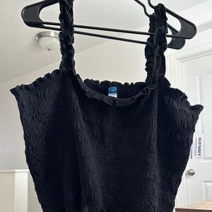 NWT Old Navy XXL Black Smocked Ruffle Tank Top